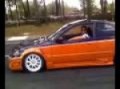 Riced out Honda Civic gets owned by a Tribute
