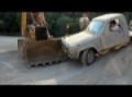 gene wrecking the jeep comanche into a bull dozer over a rock mound
