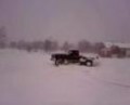 wes in his GMC in the blizzard